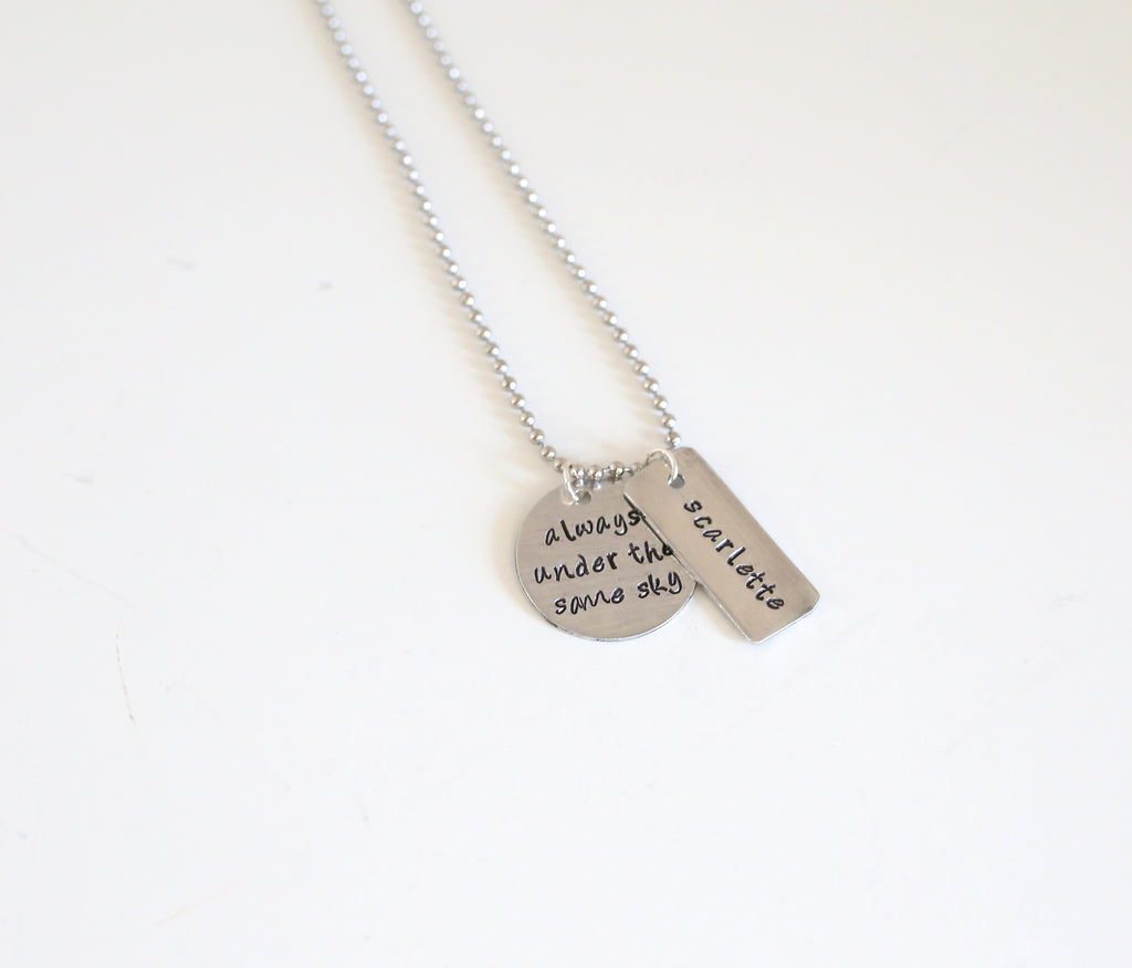 Always Under the Same Sky Necklace with Personalized Name Bar