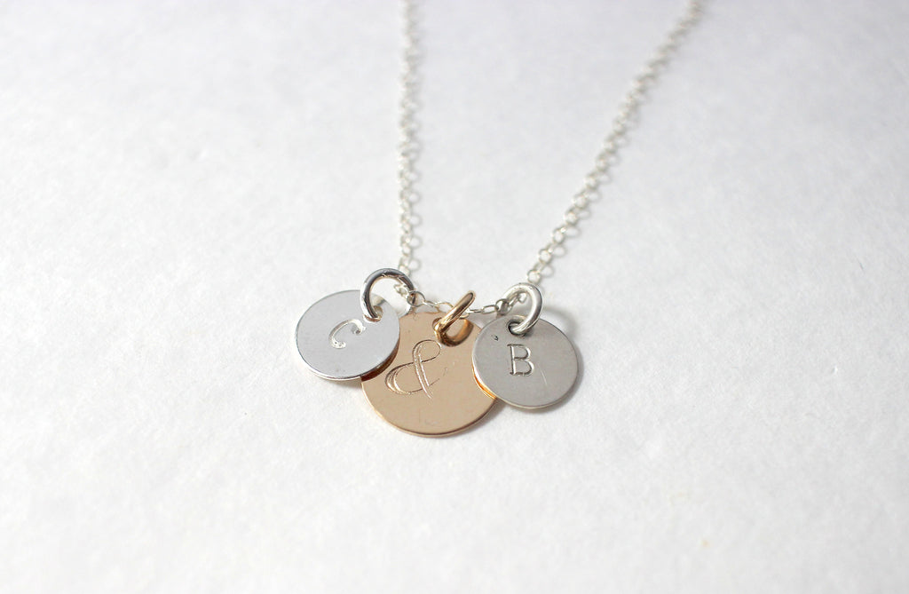 Couples Ampersand Necklace, silver chain